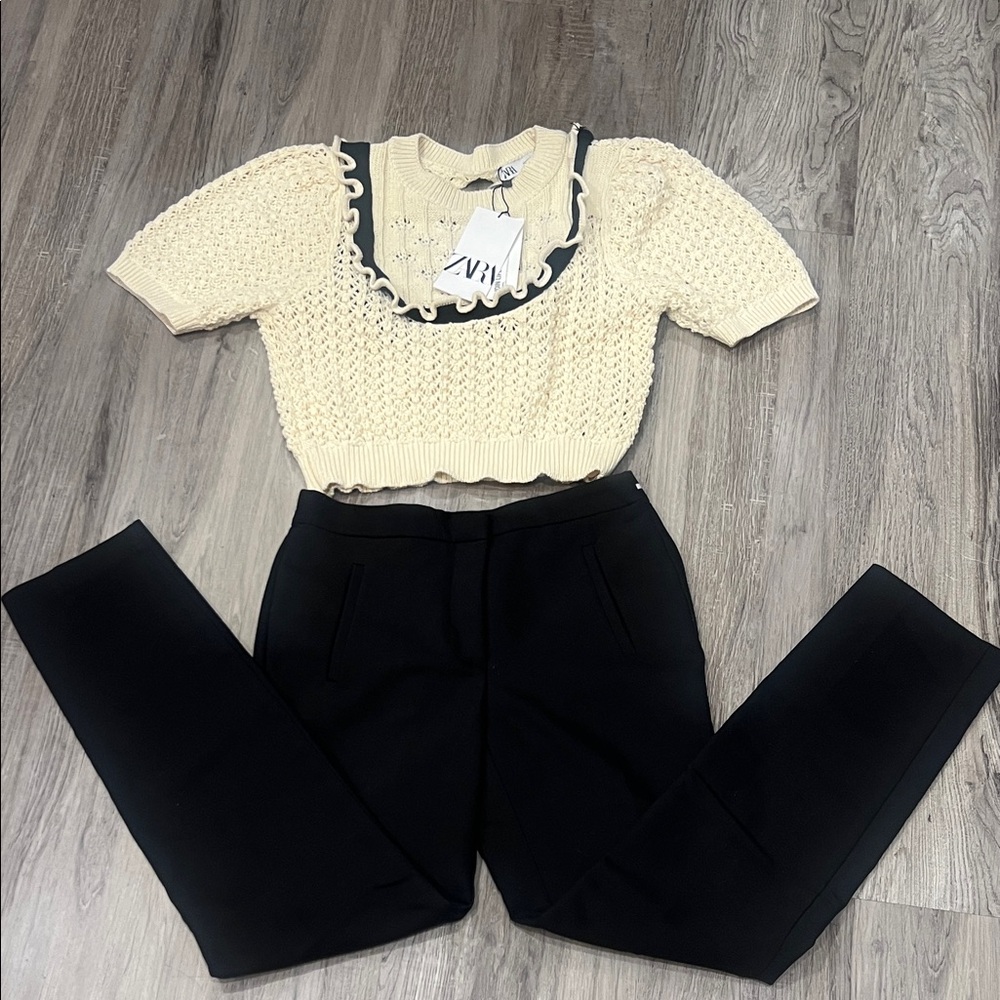 Zara Black Cropped Women's Pantsand top